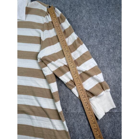 Loft Womens XL‎ Striped Rugby Collared Polo Puff Sleeve Shirt - Picture 5 of 7